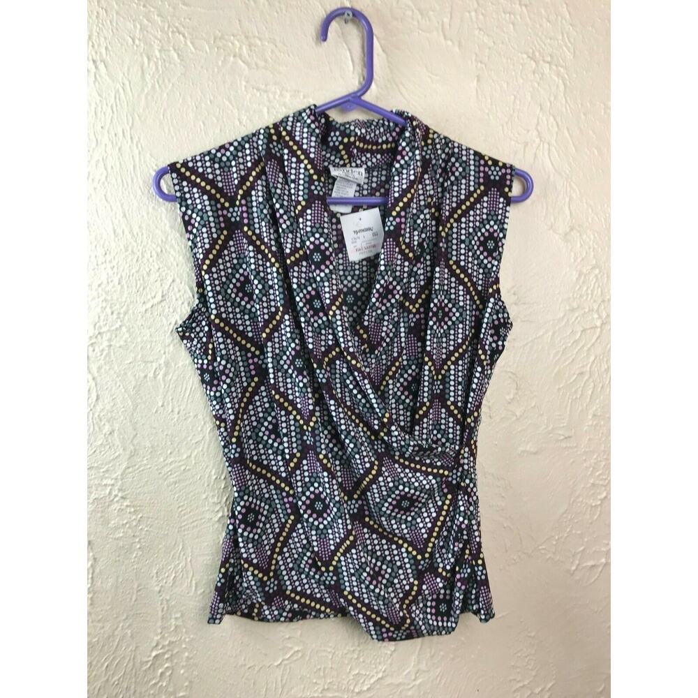 JONDEN by Linda Leal Women’s Geometric Print Sleeveless Top Size Petite Small PS